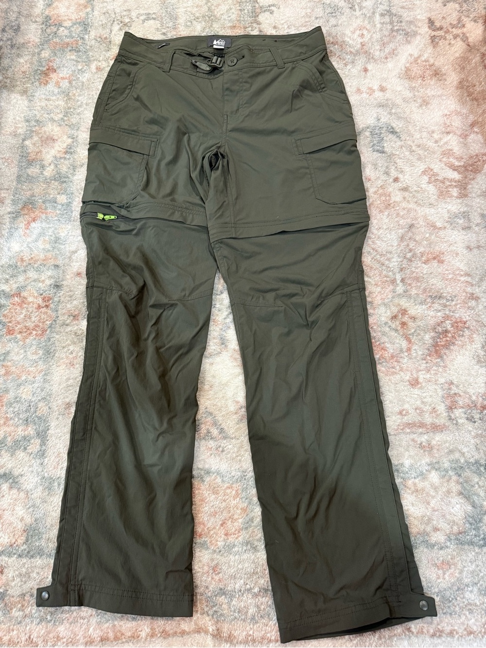 REI women’s  Convertible Hiking Pants — Olive Green